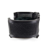 T0032 Canapé pour chien et chat de style bohème français de luxe, cadre en bois massif, rotin durable, facile à nettoyer, meubles pour animaux de compagnie d'intérieur, lit pour chien
