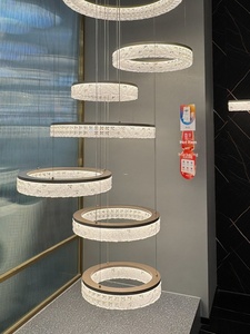 Lámpara de Araña LED de Cristal Acrílico Suspendida de Lujo Moderno Serie NVC Moon Ring para Sala de Estar y Entrada, Iluminación de Alta Gama - Product Image 4