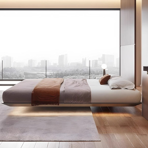 Precio de Fábrica al por Mayor: Estructura de Cama Flotante Vertical Personalizada con Diseño de Canales y Juego de Ropa de Cama Acogedora de Proveedor de Muebles de Dormitorio - Product Image 3