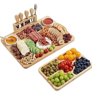 Bamboo Cheese Board Set With Stainless Steel <b>Knife</b> Tools For Cheese Fruit <b>Bread</b> Serving Multifunctional Charcuterie Tray - Product Image 5