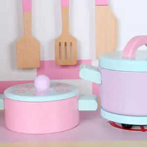 Holz Big Kitchen Toys Rollenspiel Küche Kühlschrank Spielzeug für Kinder Factory Direct Pink Lustige Lernspiel zeug Mädchen Farbbox
