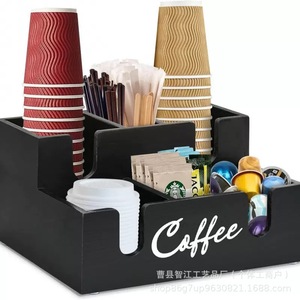 กล่องเก็บกาแฟไม้สไตล์มินิมอลแบบข้ามพรมแดน กล่องจัดระเบียบถุงชาและถุงกาแฟแบบหลายช่อง ใช้งานได้หลากหลายบนโต๊ะ - Product Image 5