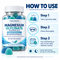 Gummies de glycinate de magnésium à marque privée, haute concentration, supplément alimentaire végétalien, fabricant OEM de formules personnalisées