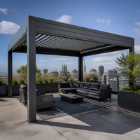 Gazebo extérieur en aluminium Jiake avec lames bioclimatiques télécommandées, pavillon imperméable pour usage commercial dans les jardins et les terrasses