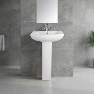 White Square Ceramic Art Pedestal Wash Basin Single Hole Fashionable Bathroom Sink Sanitary Ware Collection - Product Image 4