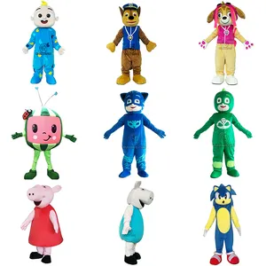 Venta al por mayor lol muñeca traje de la mascota-Disfraz profesional de cocomelon para adultos, perro, cerdo, mascota de dibujos animados, MC-07