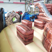 WINSUN Bateau pirate gonflable géant avec toboggan et obstacles à thème, activités de fête à thème pour enfants