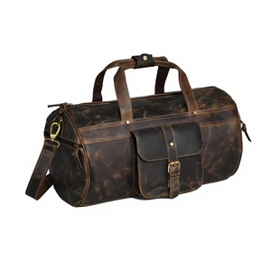 100% Genuine Buffalo Cow Leather Vintage Handbag Travel Bag 56-75L Capacity Adjustable Strap Lightweight Zipper Closure Foldable - Product Image 6