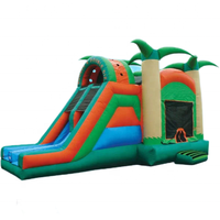 Structure gonflable Justfun JFIC-282 avec toboggan double piste humide/sèche, piscine amovible et installation facile