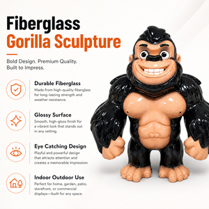 Figura de Gorila Personalizada de FRP, Escultura de Fibra de Vidrio para Decoración de Jardín, Parque y Paisaje Exterior, Proveedor - Product Image 6