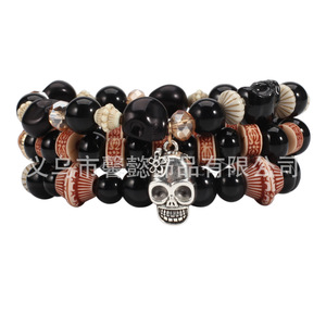 Skeleton <b>Beaded</b> <b>Bracelets</b> Antique Silver Plated Punk Style Party Jewelry Unisex Fashion Accessories 2024 - Product Image 6