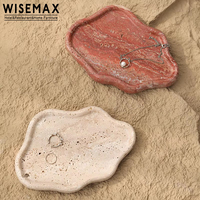 WISEMAX 가구 미니멀리스트 이탈리아 천연 대리석 트레이 보석 접시 식탁 웨딩 라마단 소형 트래버틴 스톤 트레이