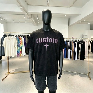Vintage Washed Embroidered Men T Shirt Oversized Short Sleeve O Neck Cotton Streetwear Tee Custom Logo - Product Image 4