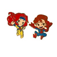 Pin de Esmalte Duro con Diseño de Metal, Chapado en Oro, Diseño de Personajes de los 90, Superhéroes, Chibis