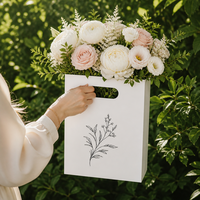 Sac à bouquet en papier blanc personnalisé avec poignée pour l'emballage de cadeaux de fleurs de mariage