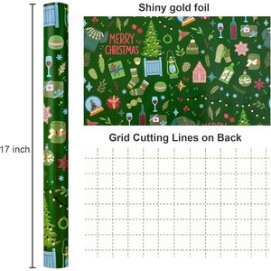 Green Christmas Wrapping Paper 17 In X 32.8 Ft Eco-Friendly Gift Craft Paper For Holiday Xmas Occasions - Product Image 3