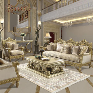 Vendita di Fabbrica di Set <span class=keywords><strong>Completo</strong></span> di Divani per Soggiorno in Stile Retrò Francese, Elegante Tessuto Ricamato, Legno Massello Fatto a Mano - Product Image 1