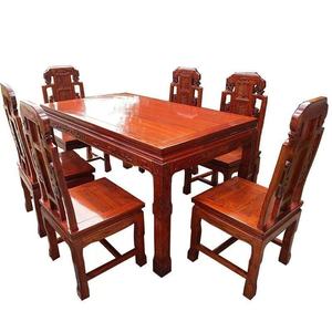 Juego de mesa de comedor de madera maciza tallada estilo Ming y Qing para muebles de hogar de estilo chino - Product Image 2