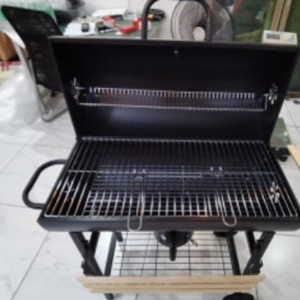 Charcoal <b>Grill</b> Steel Painted Trolley Outdoor <b>Grills</b> With Double <b>Rack</b> Design - Product Image 1