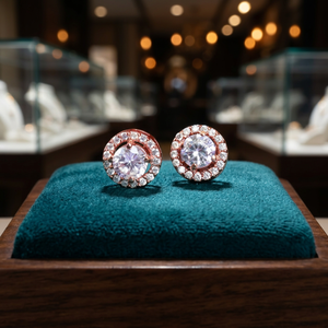 <b>Rose</b> <b>Gold</b> Plated Zircon <b>Stud</b> <b>Earrings</b> For Women Classic Round Brilliant Cut Wedding Jewelry Alloy Fashion <b>Earrings</b> - Product Image 4