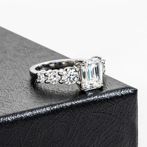 PYQ 3 Carat <strong>Emerald</strong> Cut Moissanite Engagement Ring, 925 Sterling <strong>Silver</strong> Fashion <strong>Jewelry</strong> for Overseas Exclusive Wholesale - Product Image 5