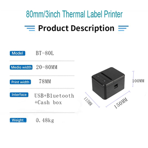 Impresora térmica de dientes azules con etiquetas de 3 pulgadas, impresora de etiquetas de 80mm, informes de inspección de interfaz USB BT y otros informes de impresión de etiquetas - Product Image 6