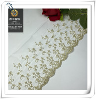 LEIXUSI 12cm Bordure en dentelle à rayures dorées, broderie en tulle pour vêtements d'enfants et accessoires de mode, vente en gros