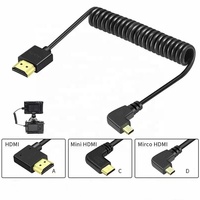 Câble HDMI ultra fin à angle droit de 90 degrés, 4K 60Hz, mâle HDMI vers mâle Micro HDMI, 1080P, câble spiralé