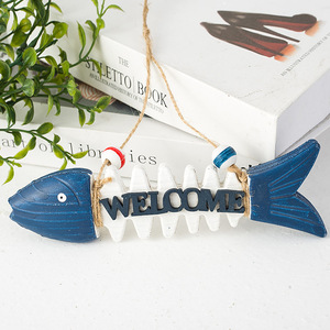 Panneau de bienvenue en bois en forme d'arête de poisson, lettres petites, décoration murale pour la maison - Product Image 1