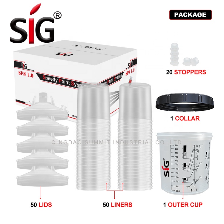 Производите стаканчики SPS с черным кругом, пригодным для любого пистолета-распылителя. Примечание: Этот продукт не является стаканчиком PPS, но имеет одинаковую функцию