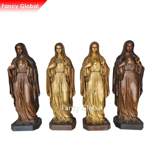 热卖定制教堂宗教形象雕像玛丽东正教图标手绘青铜金属雕塑装饰品