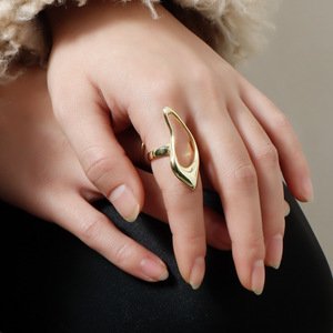 <span class=keywords><strong>Instagram</strong></span> moda mujer 18K oro geométrico ajustable apertura anillo lujo luz piedra preciosa con certificado GRS moda - Product Image 1