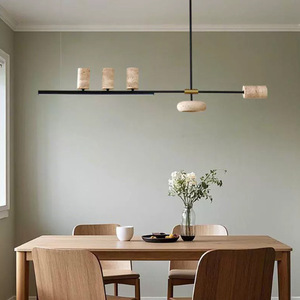 <span class=keywords><strong>Lampadario</strong></span> Lineare Wabi-Sabi in Travertino <span class=keywords><strong>Giallo</strong></span> Retrò per Ristoranti, Cucine, Sale Artigianali e Bar - Product Image 5