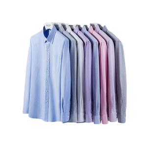 Chemise Formelle Homme Printemps-Automne en Coton Biologique Écologique à Manches Longues 300g Popeline Séchage Rapide Couleur Unie Logo Personnalisé - Product Image 1