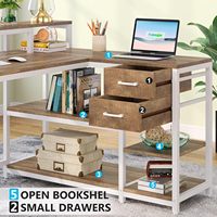 Bureau d'ordinateur en bois avec étagère, table de travail pour ordinateur portable, bureau d'étude long, bureau de travail