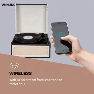 Tourne-disque de style créatif <span class=keywords><strong>avec</strong></span> pieds en bois, lecteur de disques vinyles 3 vitesses, connectivité AUX/RCA, système audio OEM/ODM - Product Image 5