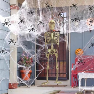 Décoration de jardin squelette d'Halloween en plastique avec articulations mobiles, accessoire effrayant pour maison hantée, pour fête d'Halloween intérieure et extérieure - Product Image 1