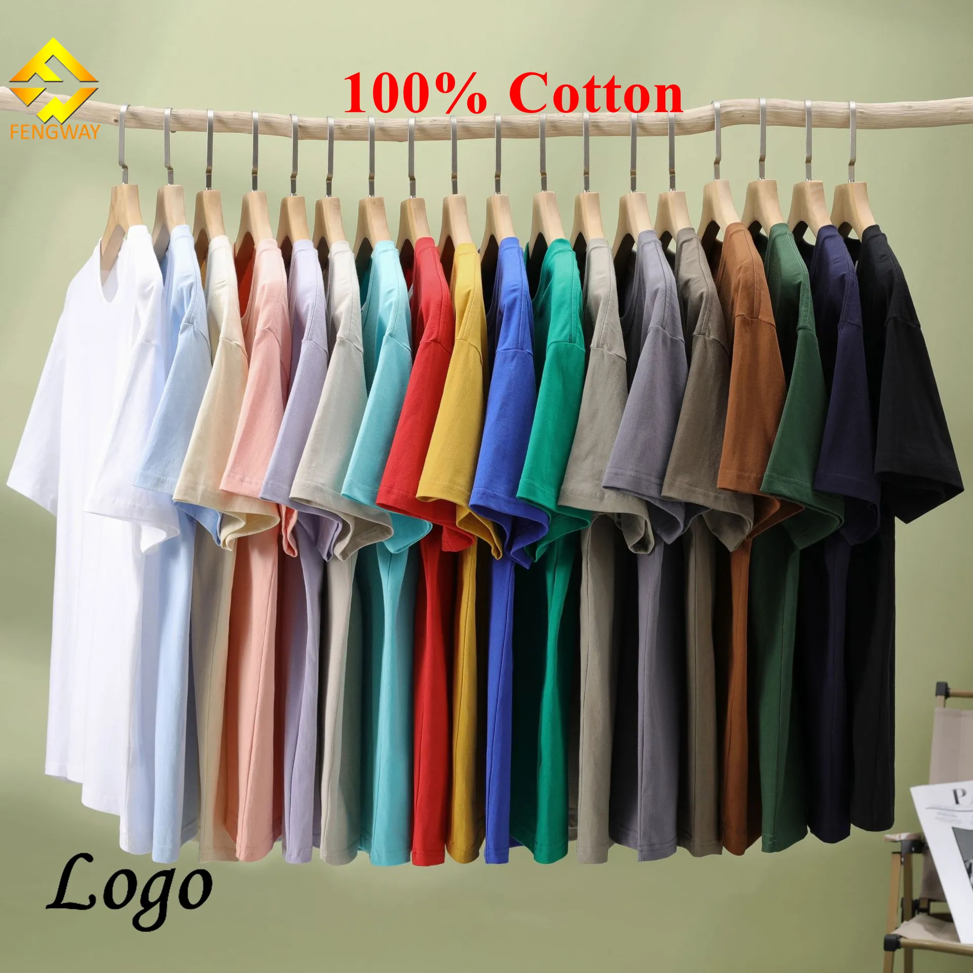 Camiseta unissex de alta qualidade para homens, camiseta 100% algodão 100% lisa e pesada, camiseta personalizada OEM/ODM 2024