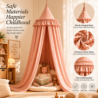 Moustiquaire de lit pour enfants en coton à fixation plafond, avec double volant, rideau de lit conique long et solide, pour chambre d'enfant
