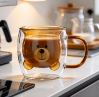 Tasse à double paroi en verre borosilicate, couche intérieure transparente, soufflée à la main, vaisselle ronde résistante à la chaleur pour jus