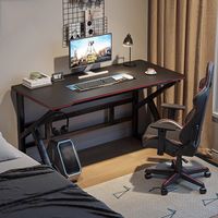 Bureau de jeu X Frame avec plateau incurvé en fibre de carbone, trou pour câbles, table de jeu pour PC, pour joueur, maison ou bureau