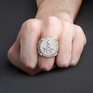 Anillos de Moda con Incrustaciones de Circonita Cúbica, Anillo Masónico, Joyería Hip Hop para Hombre, Proveedor Mayorista - Product Image 4