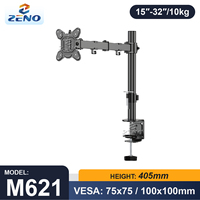 Bras de moniteur simple robuste Zeno pour solution de bureau ergonomique, support d'écran rotatif, montage VESA M621