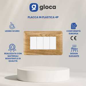 แผ่นสวิตช์ติดผนังโกลก้า 4 ทาง พลาสติก โครงไม้สีเข้ม ติดตั้งง่าย แพ็ค 3 ชิ้น - Product Image 3