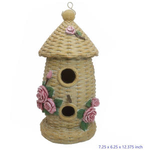 8 inç reçine yuvarlak taş şekilli Birdhouse ahşap etkisi Polyresin Birdhouse - Product Image 2