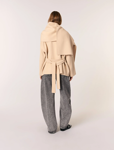 Manteau Court en Laine Double Face pour Femme, Design Personnalisé, Fermeture Boutonnée, avec Écharpe Amovible, Idéal pour l'Hiver - Product Image 5
