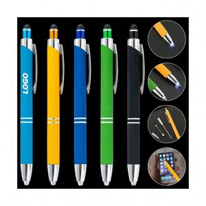 ปากกาลูกลื่น 3-in-1 พร้อมไฟ LED และปลายปากกาสไตลัส - ปากกาโลหะพิมพ์ลายซิลค์สกรีนแบบพกพาสำหรับของขวัญส่งเสริมการขาย - Product Image 1