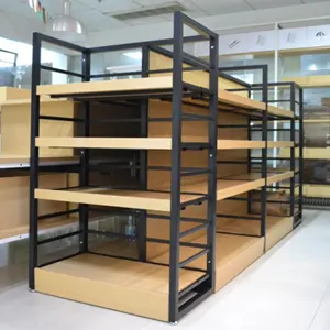 Rak Display Furnitur Toko Bahan Logam dan Kayu Yang Indah Kustom