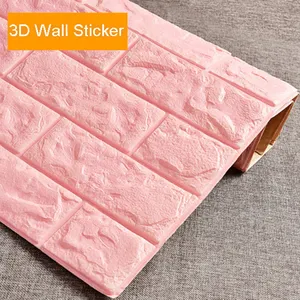 Moderne rosa Streifen 3D-Schaumwandpaneele Aufkleber selbstklebendes Tapete wasserdicht und feuerfest für Haus und Hoteldekoration