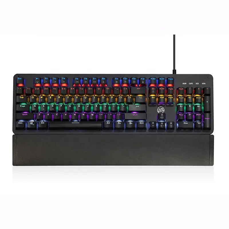 Wholesale 104 Keys 6 colour Gaming Keyboard Blue Switch Mechanical Keyboard Mixed Backlight